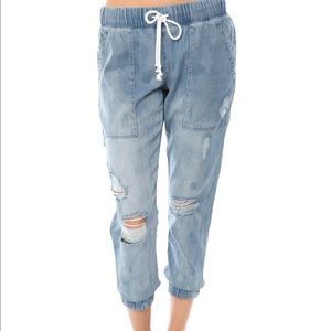 Bella Dahl denim, distressed joggers